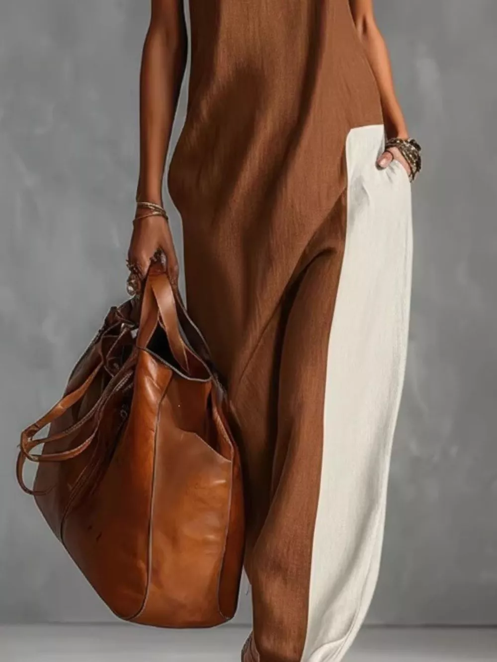 Full Size Color Block Mock Neck Sleeveless Maxi Dress Plus Size, image 6