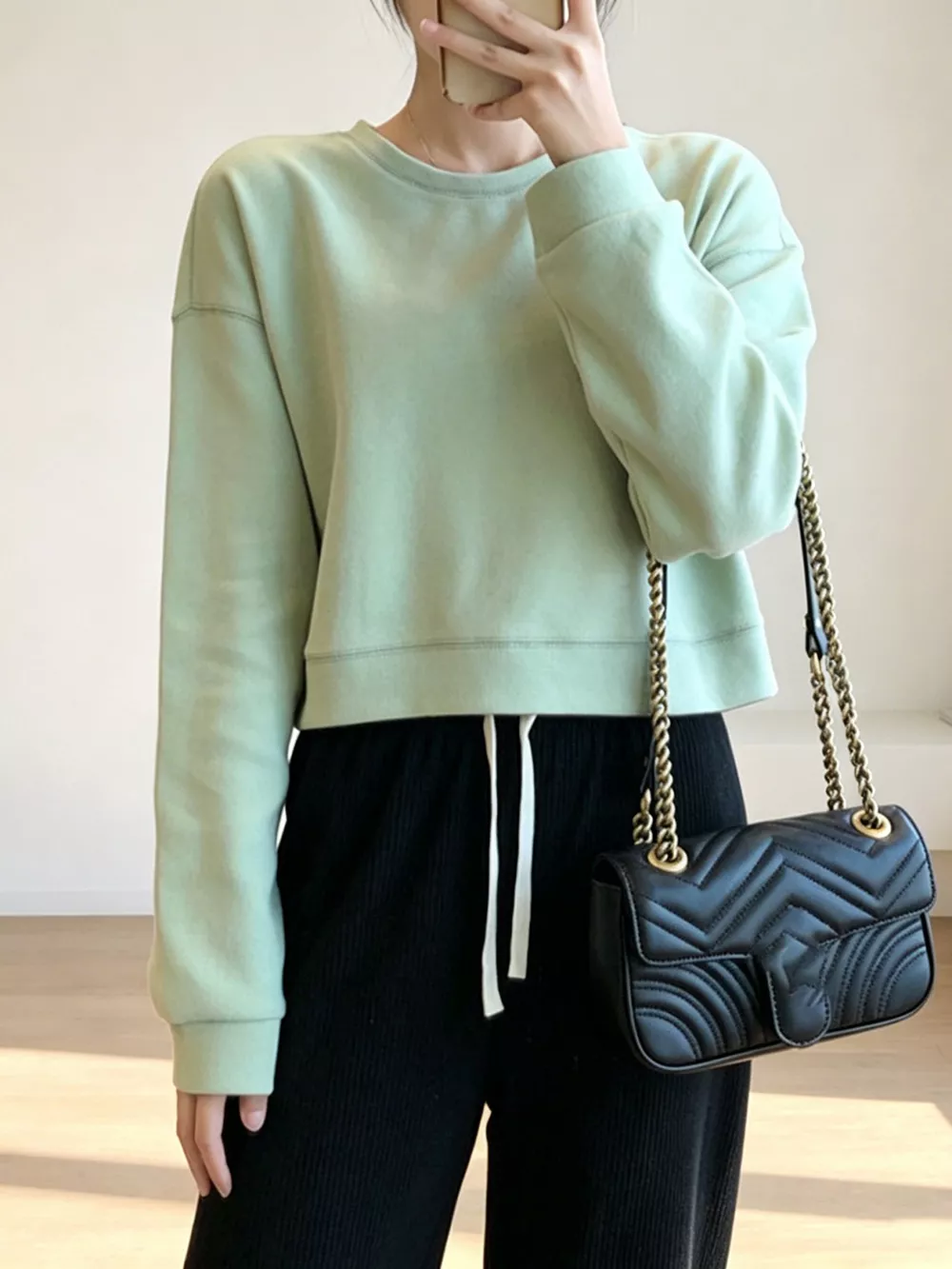 Crew Neck  Drop Shoulder Sweatshirt, image 8