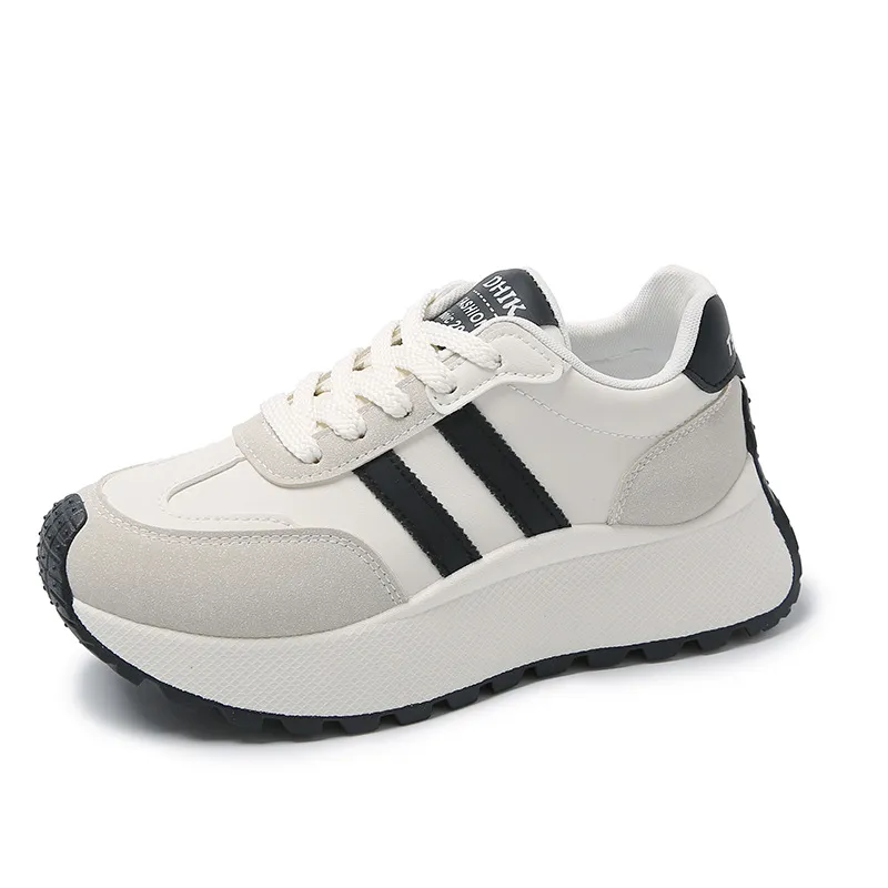 Side Striped Lace Up Platform Athletic Sneakers, image 2