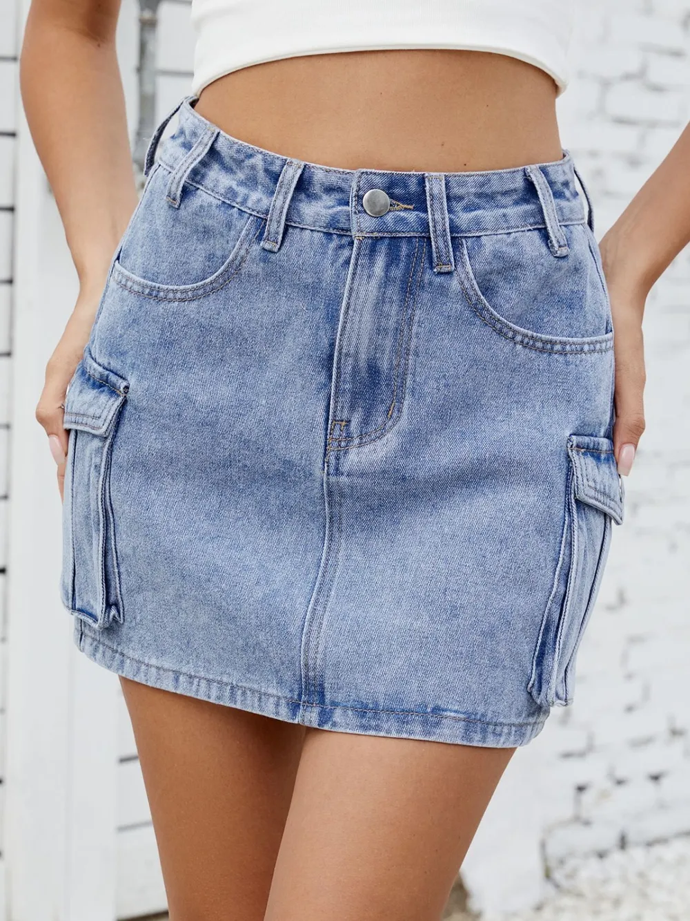 Cargo Denim Skirt, image 2