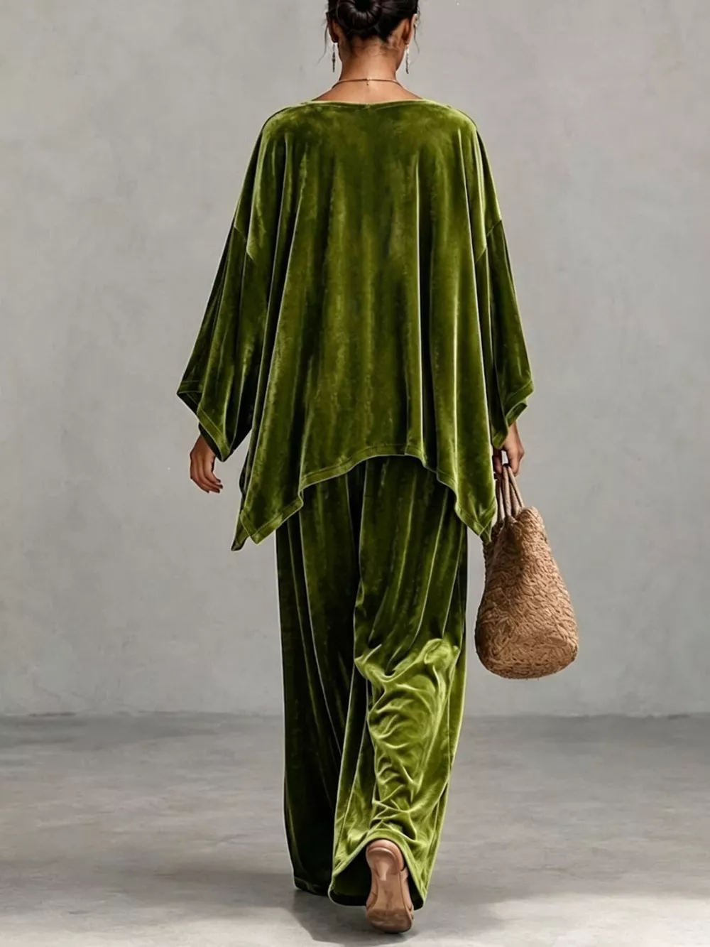 Full Size Asymmetrical Top and Wide Leg Pants Set Plus Size, image 4