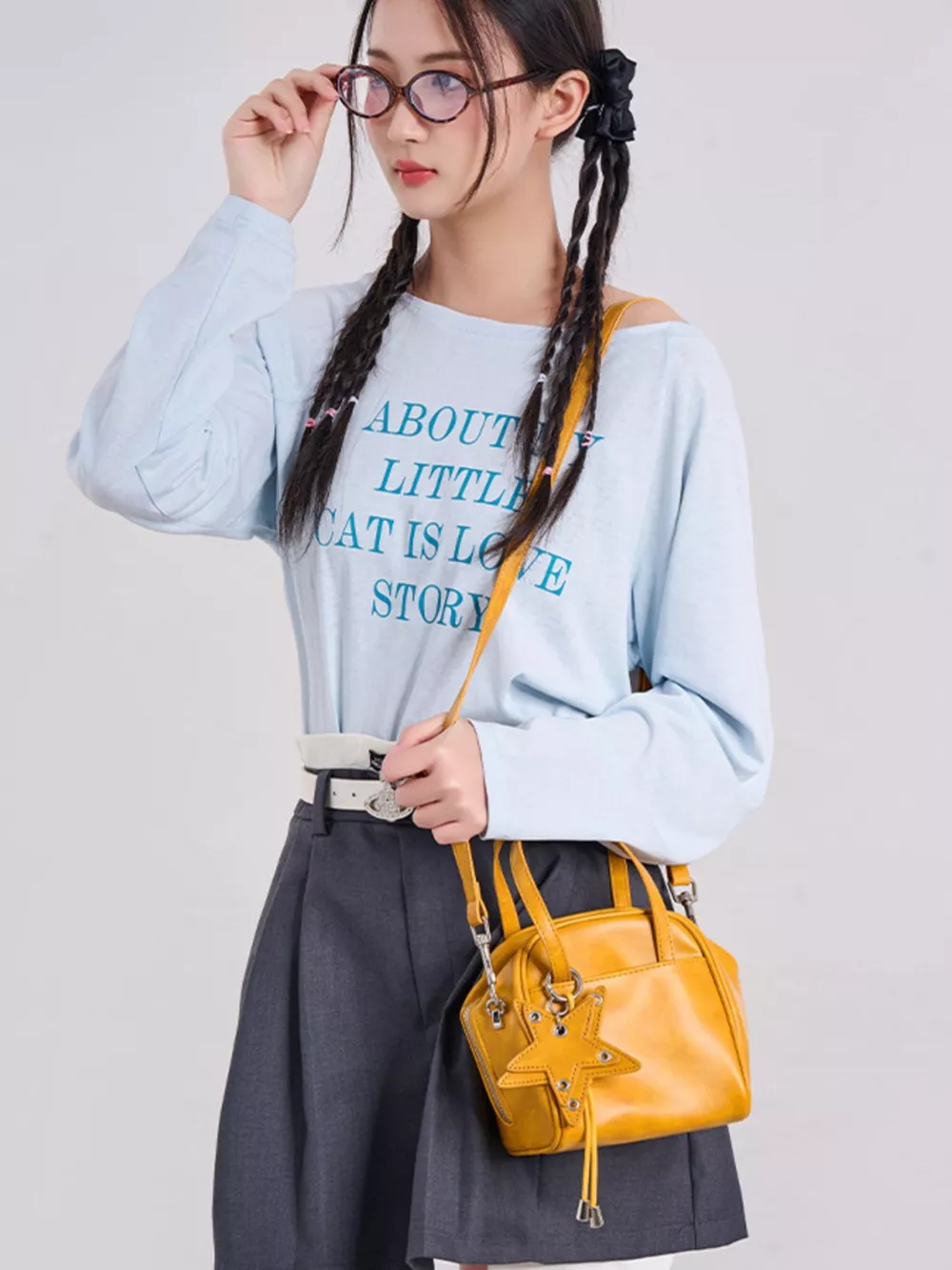 Star-Charm PU Leather Crossbody Bag