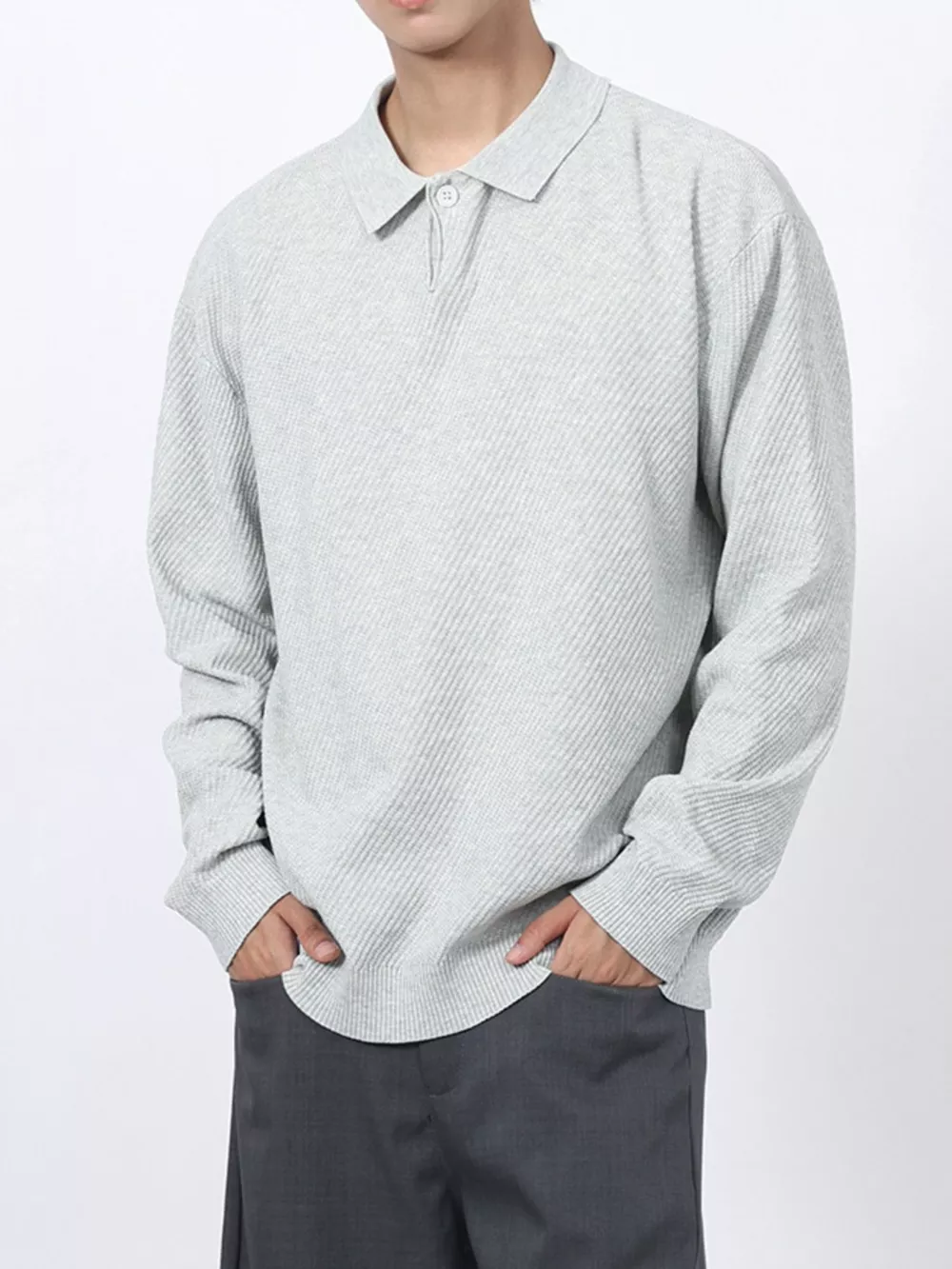 Men's Textured Long Sleeve Knit Top, image 7