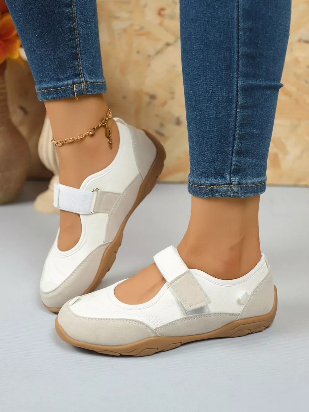 Round Toe Flats Velcro Strap Loafers, image 9