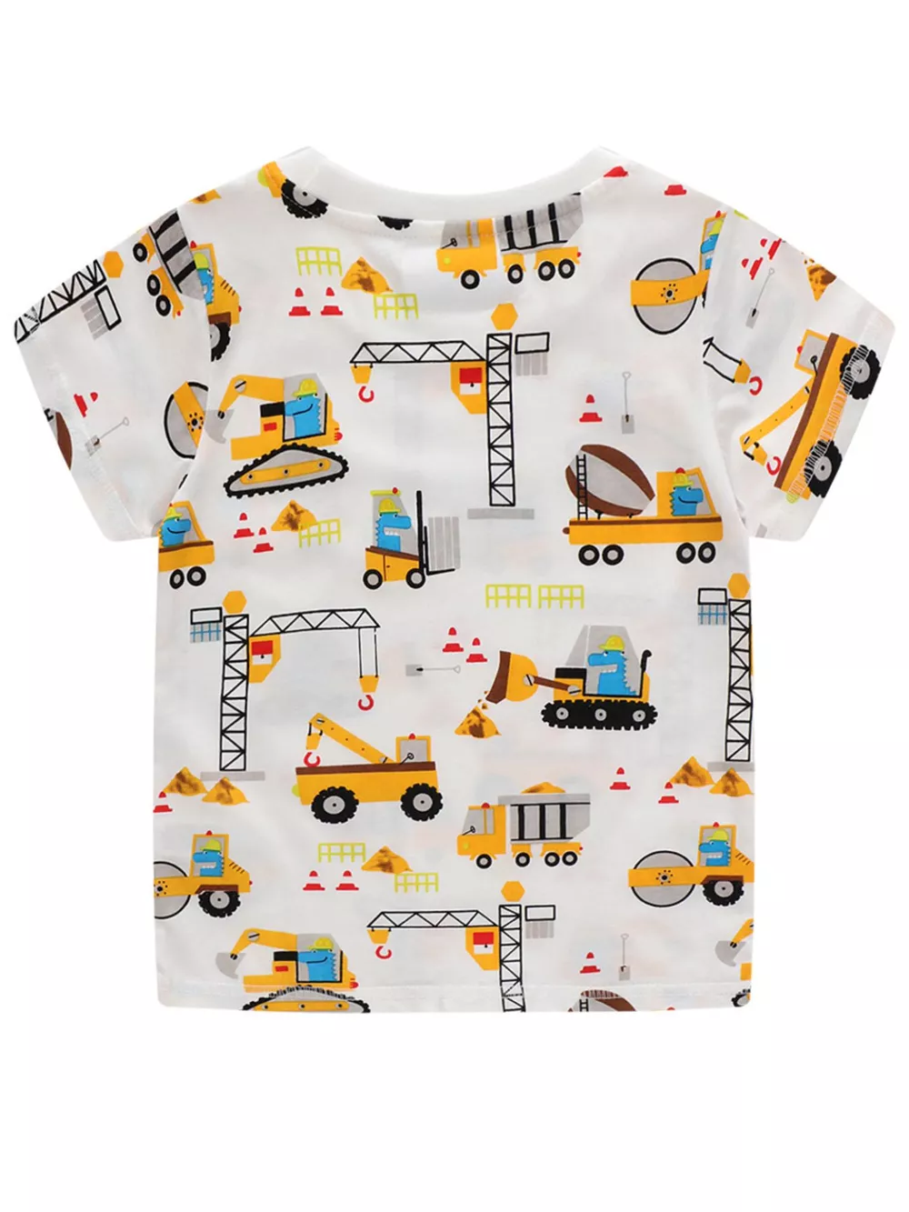 Children's Construction Vehicle Print Crew Neck Short Sleeve T-Shirt, image 2