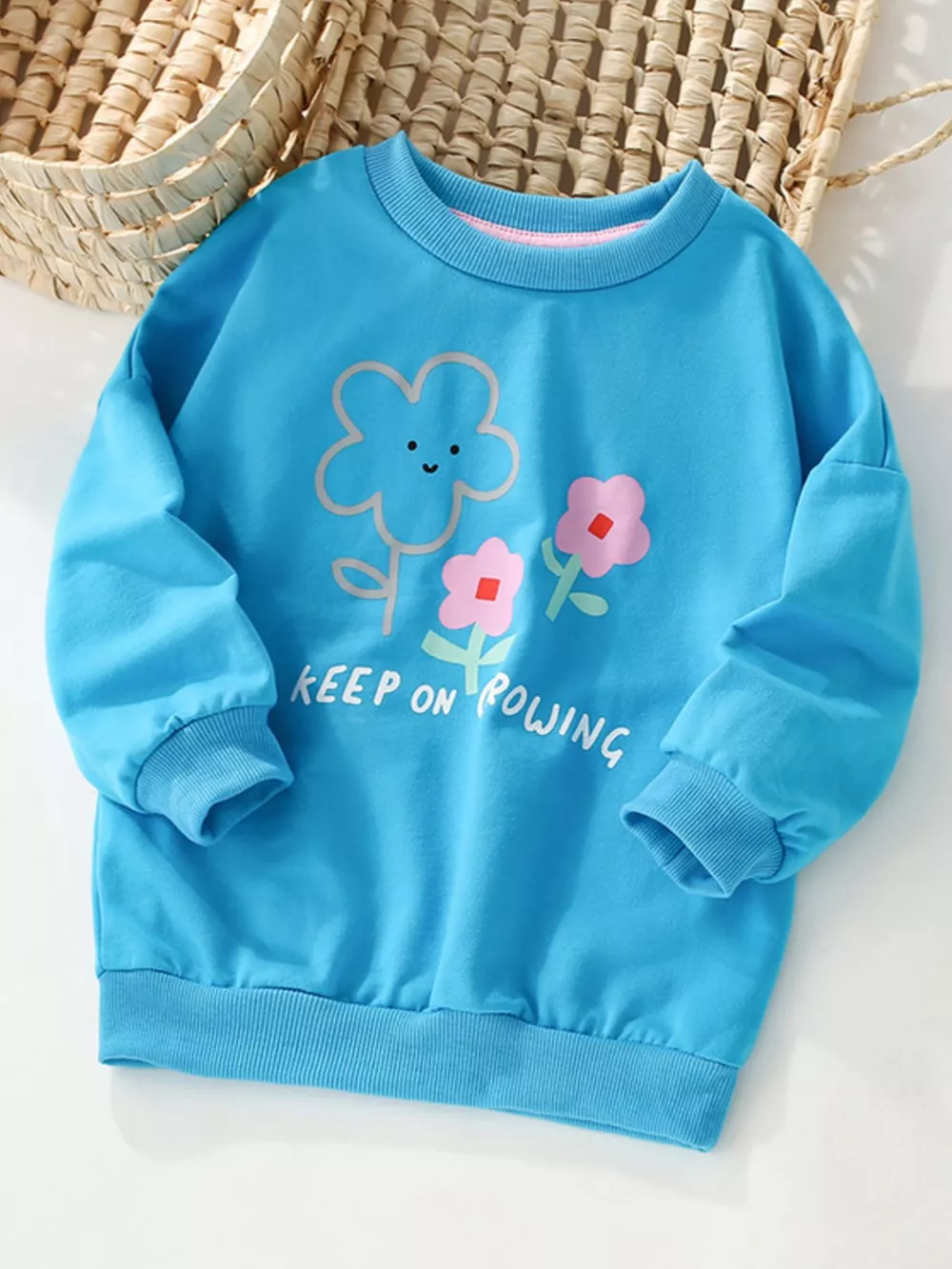 Children's Floral Crew Neck Casual Sweatshirt