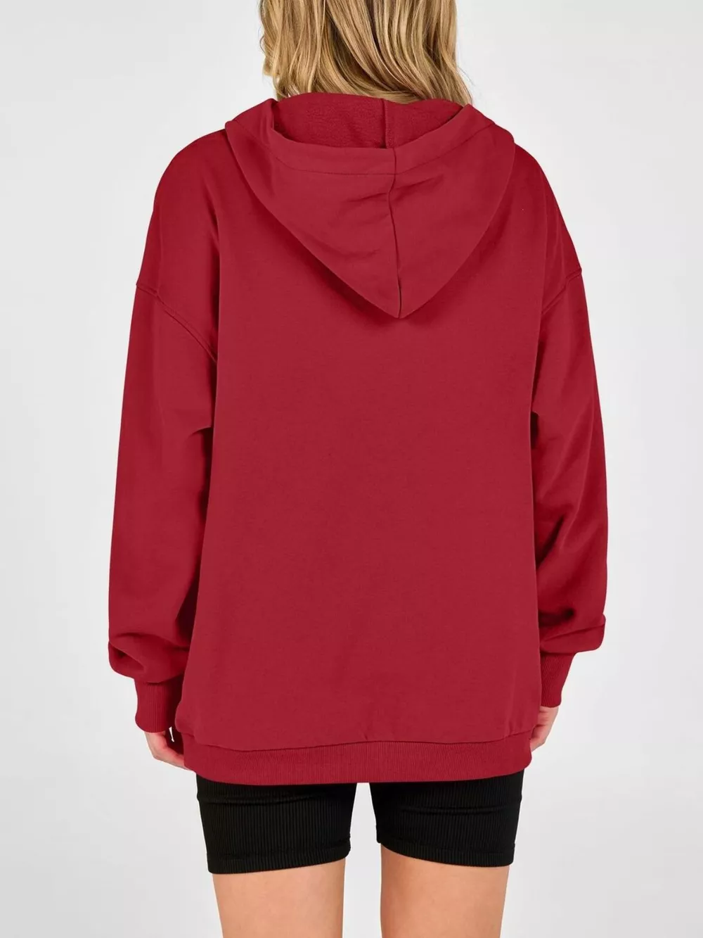 Half Snap Dropped Shoulder Hoodie, image 15