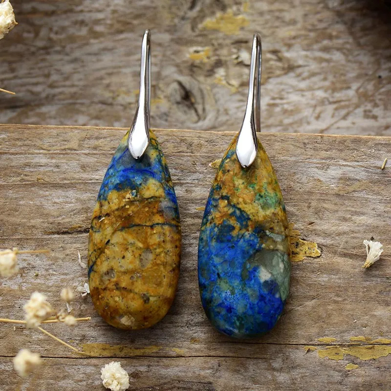 Teardrop Shape Natural Stone Dangle Earrings, image 3
