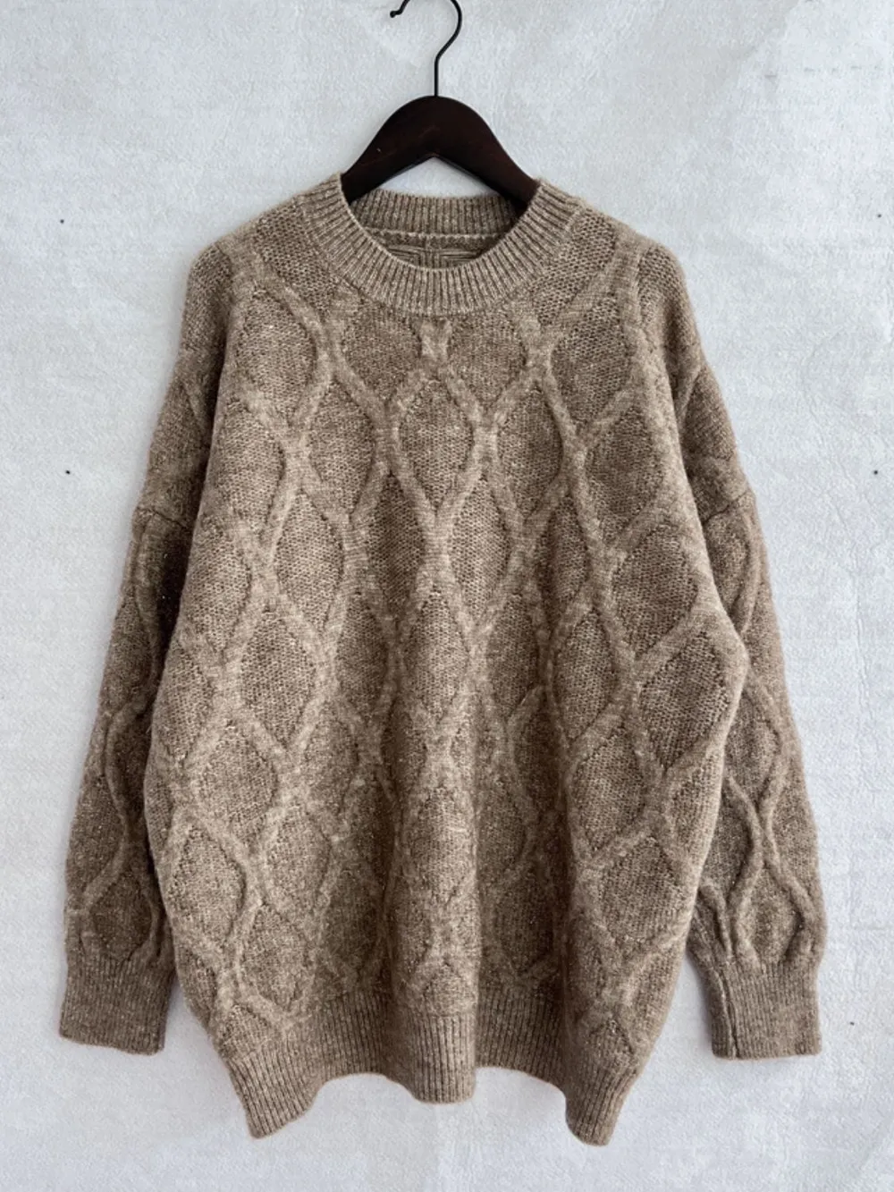 Diamond Round Neck Long Sleeve Sweater, image 9
