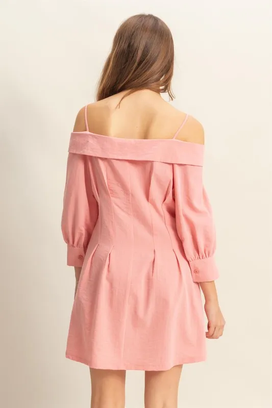 Button Down Spaghetti Strap Mini Dress with Pockets, image 3