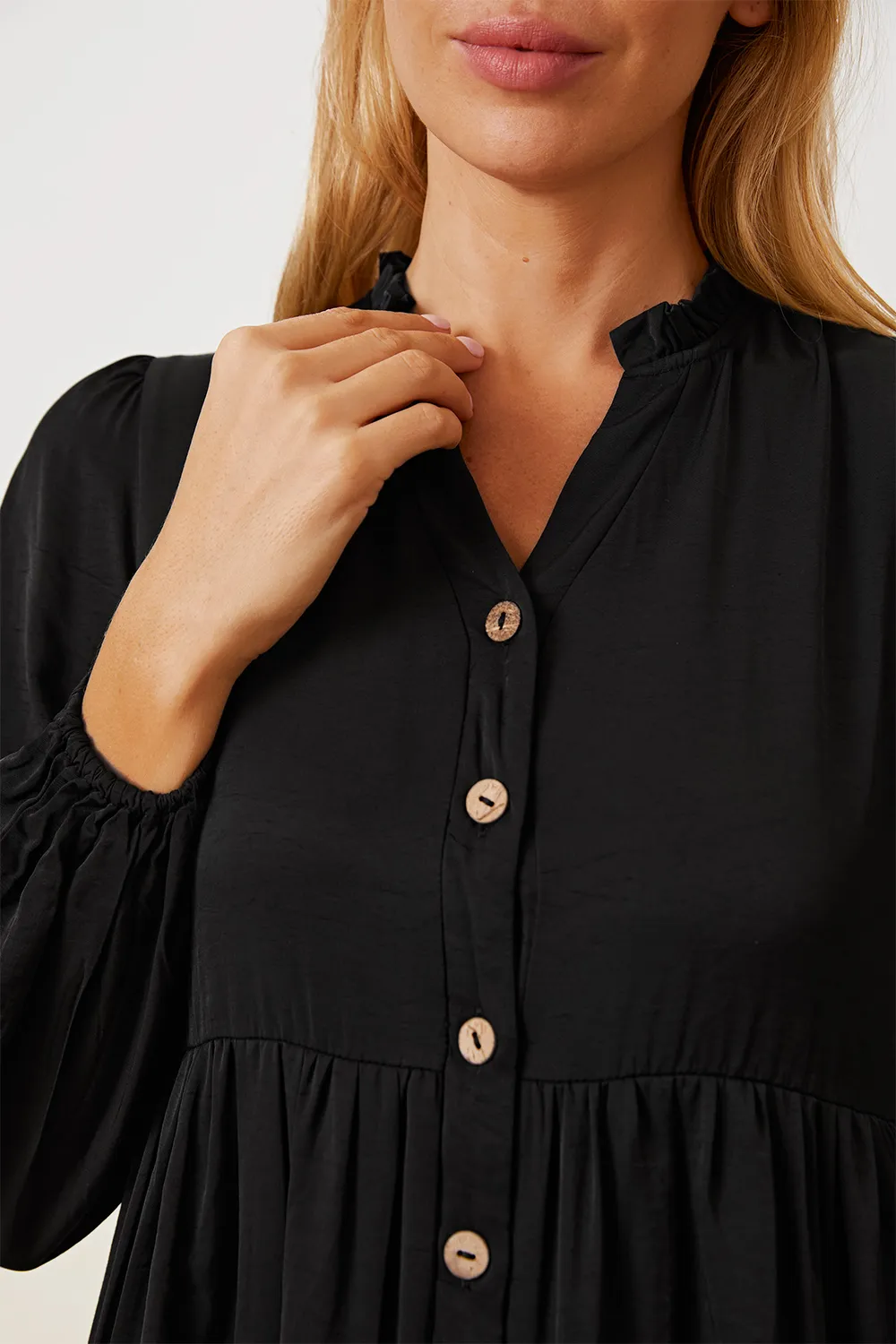 Ruffled Button Up Long Sleeve Tiered Shirt, image 7