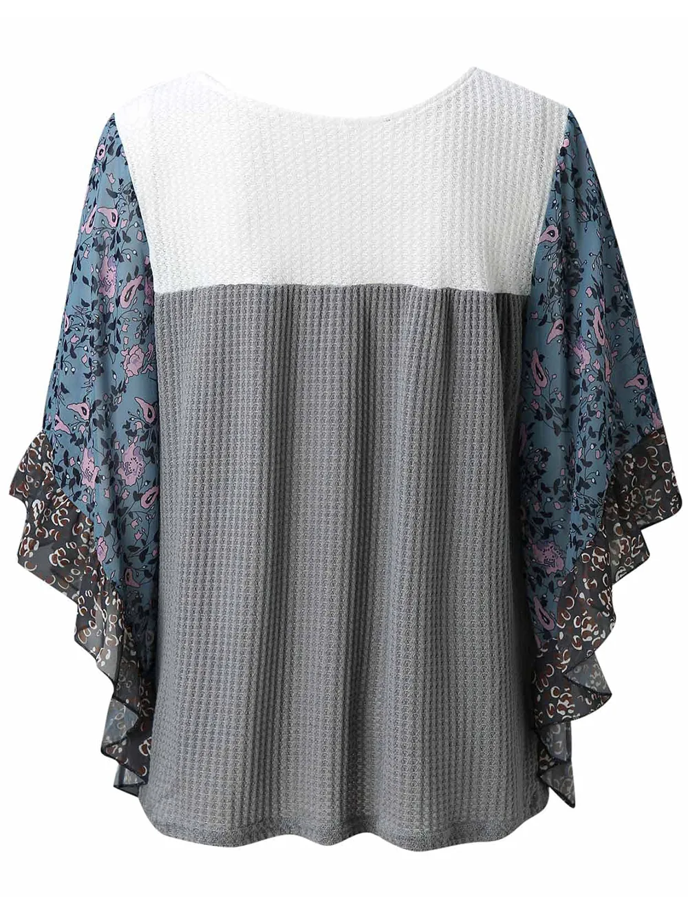 Full Size Printed Round Neck Three-Quarter Sleeve Blouse, image 4