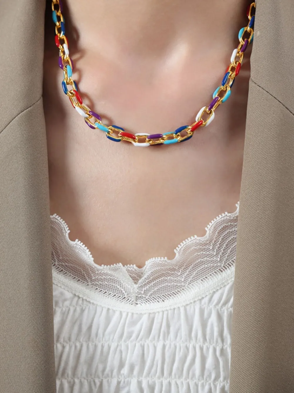 18K Gold-Plated Titanium Steel Necklace, image 2