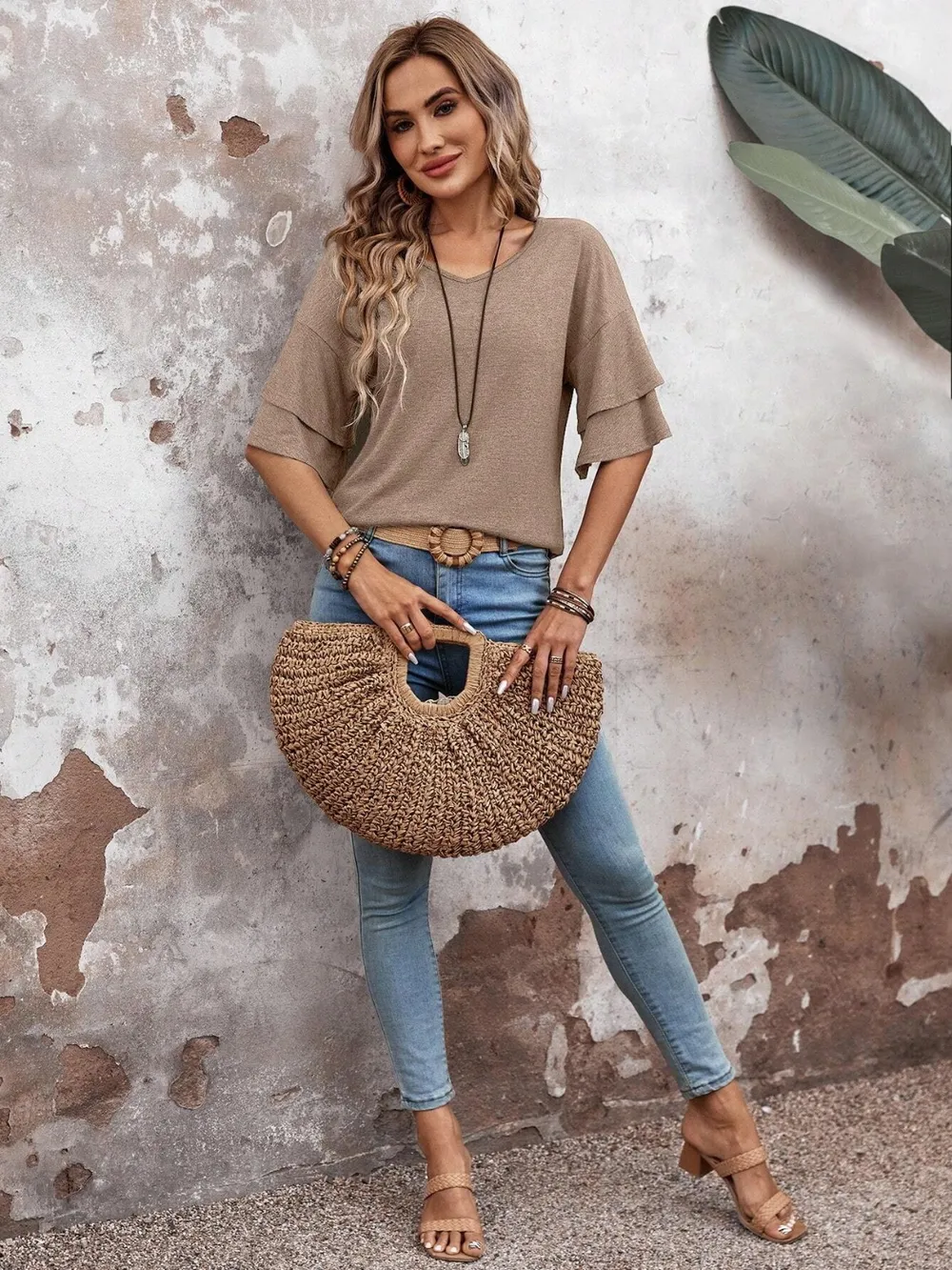 V-Neck Half Sleeve Blouse, image 6