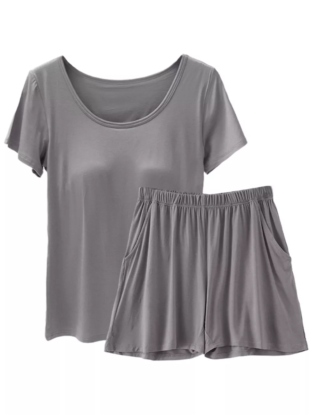Plus Size Padded Modal Short Sleeve T-Shirt and Shorts Set, image 6