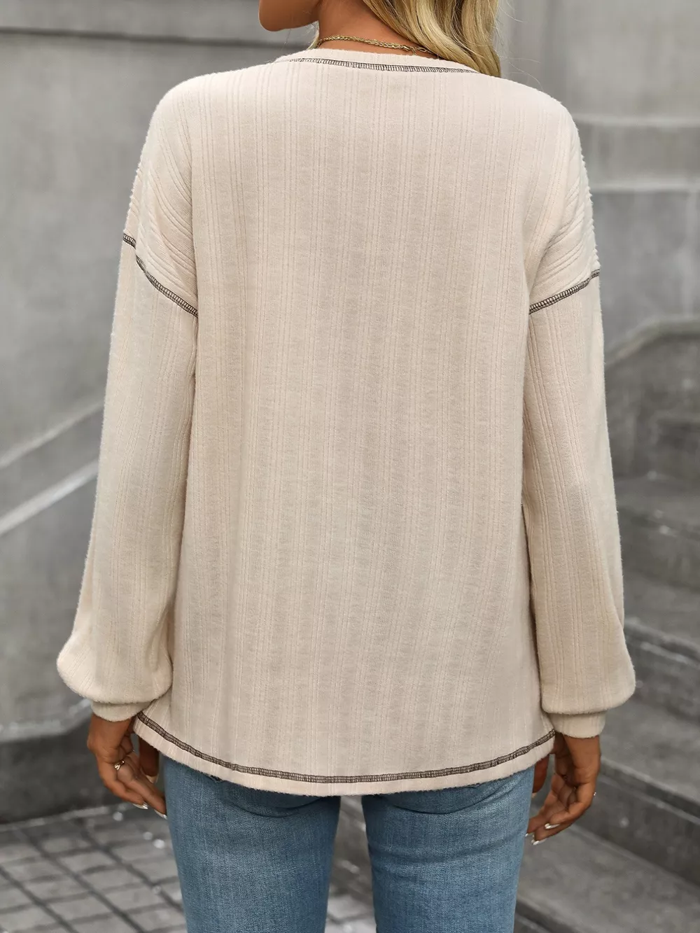 Casual Pocket Detail Long Sleeve T-Shirt, image 6