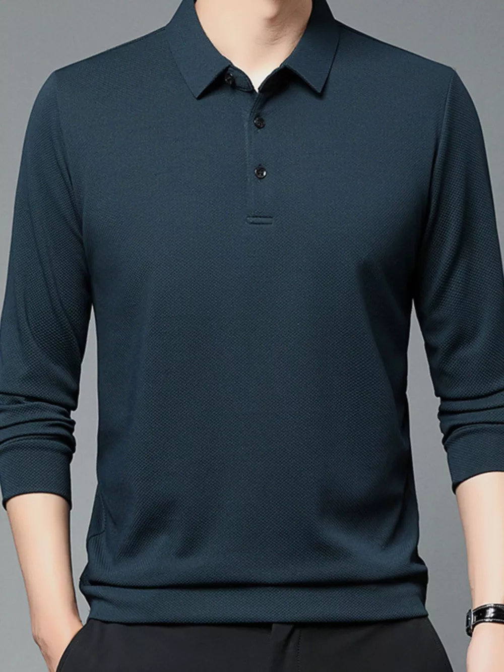 Men's Plus Size Classic Fit Long Sleeve Polo, image 3