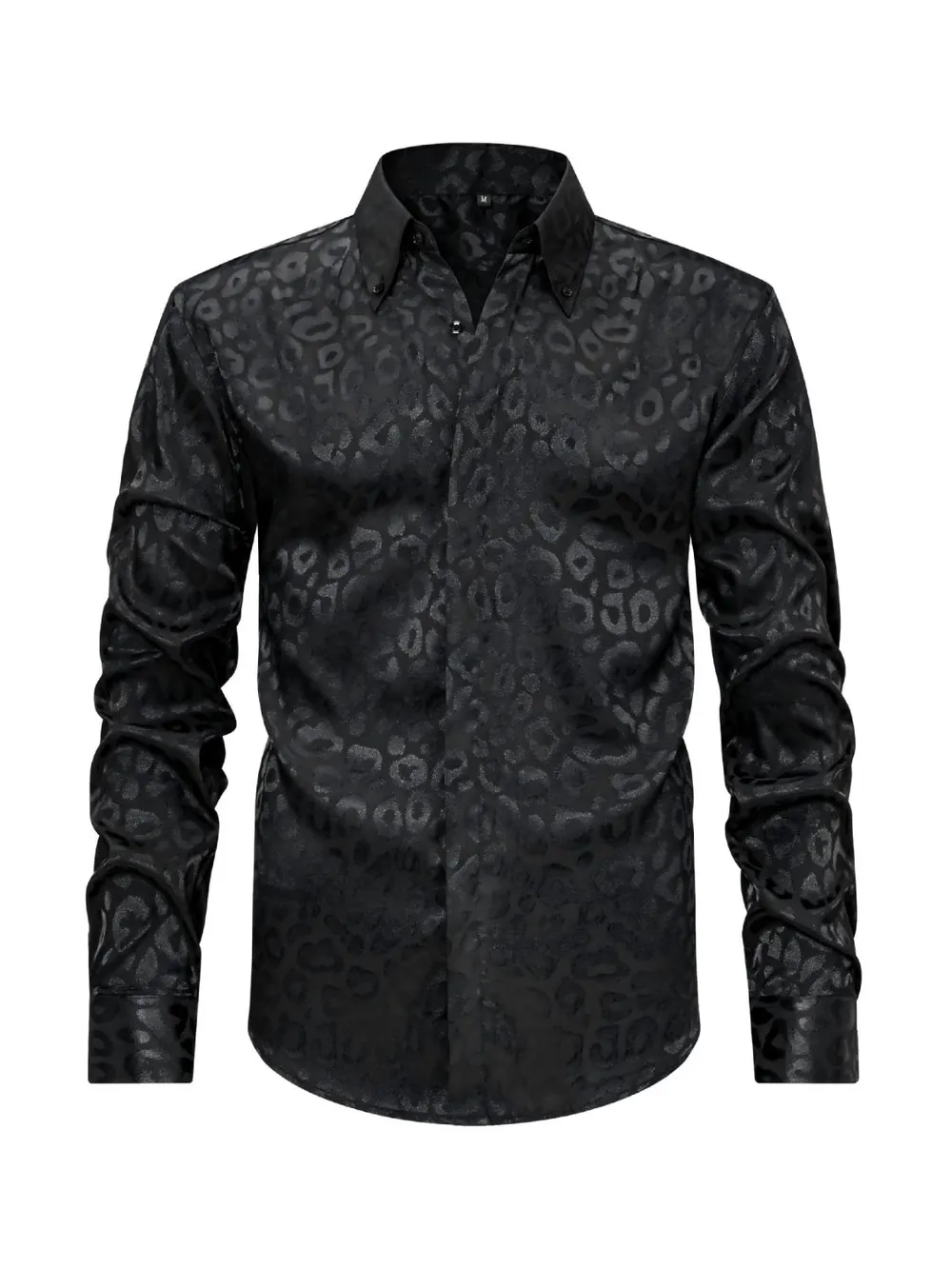 Men's Full Size Leopard Button Down Satin Shirt Plus Size, image 6