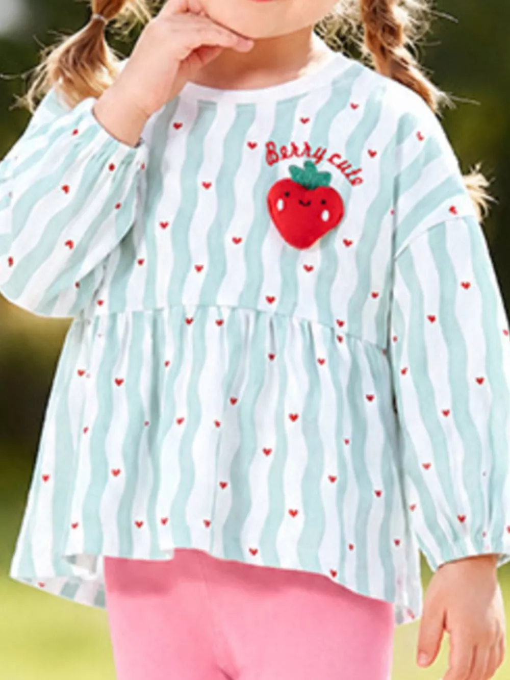Children's Strawberry Peplum Top and Leggings Set, image 3