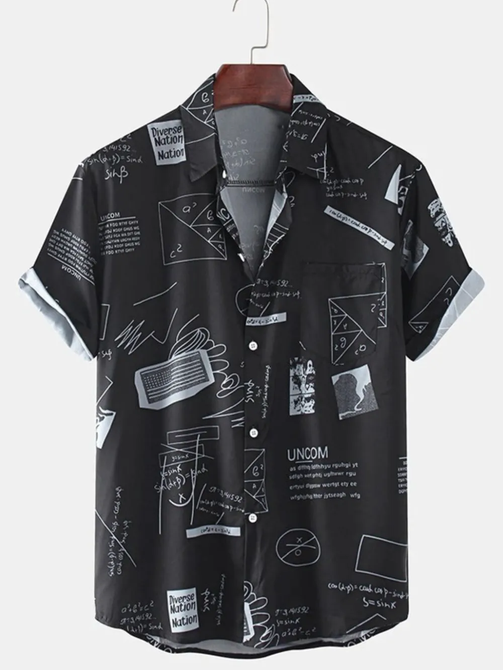 Men's Full Size Printed Button Up Short Sleeve Shirt Plus Size