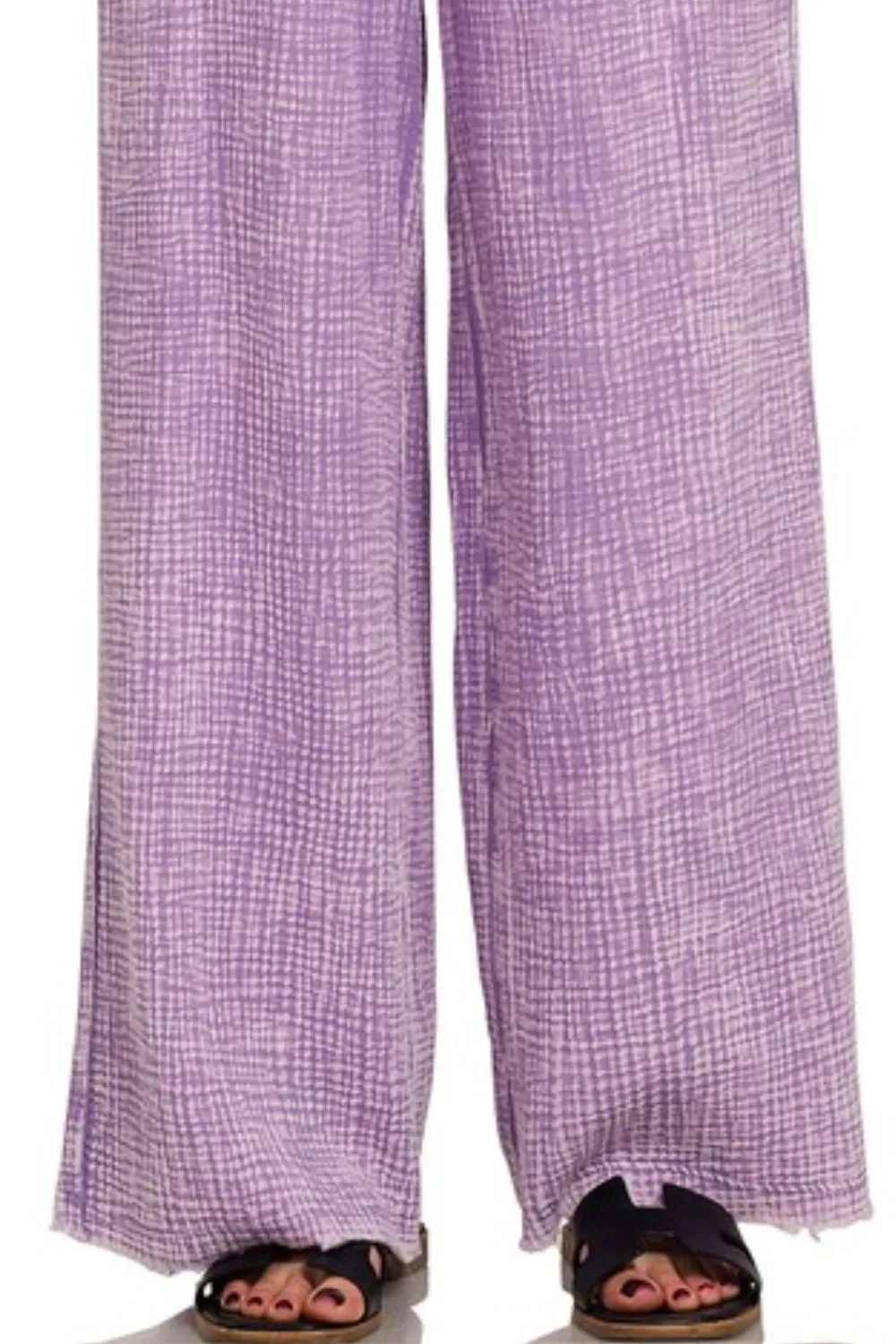 Washed Double Gauze Elastic Band Waist Pants, image 3