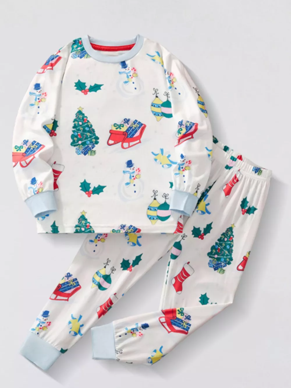 Children's Christmas Round Neck Top and Pants Set