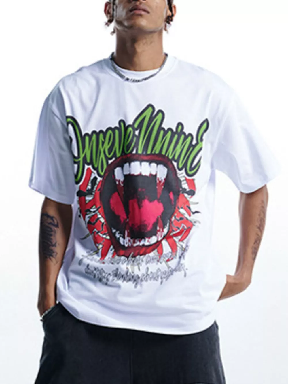 Men's Graphic Round Neck Oversized T-Shirt, image 6