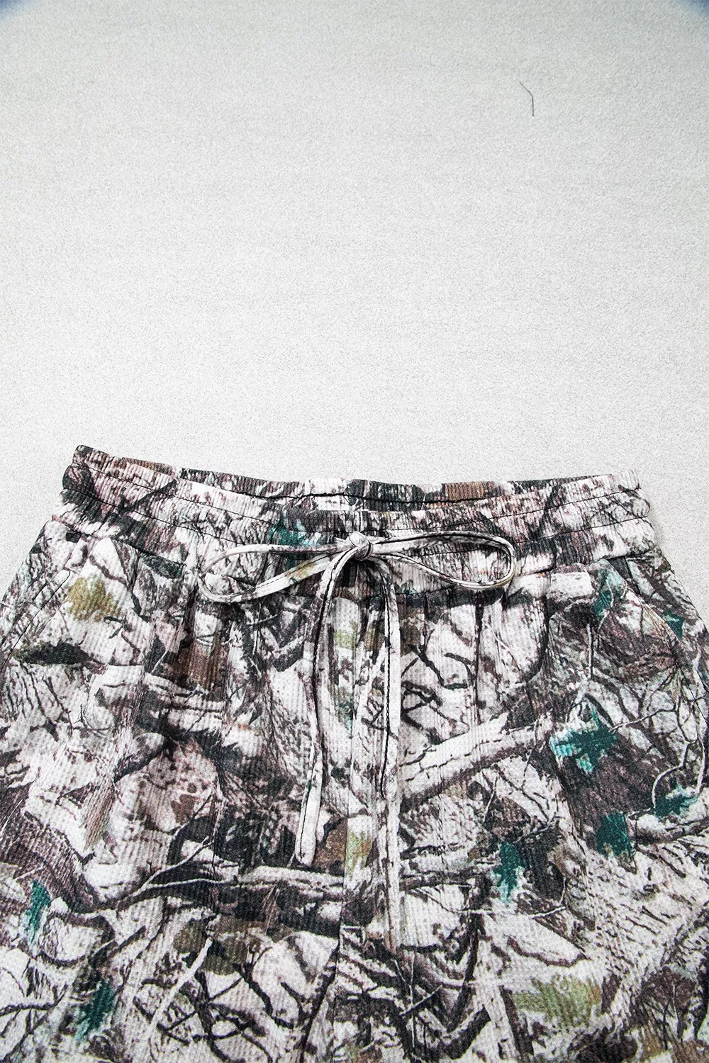 Camo Long Sleeve Top Elastic Waist Shorts Two Piece Set, image 12