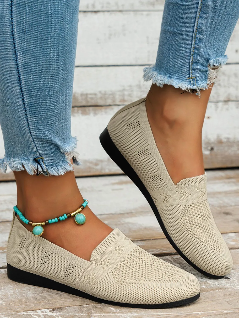 Mesh Round Toe Flat Slip-Ons, image 3