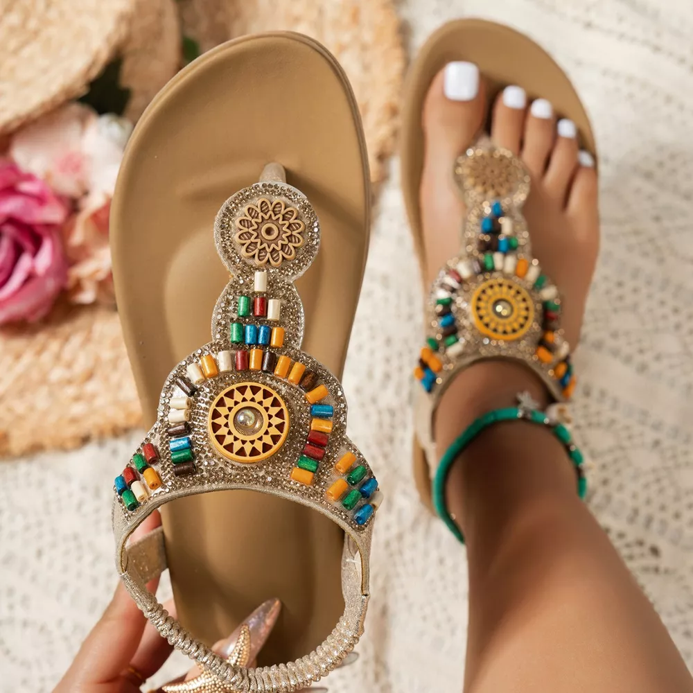 Beaded Toe Post Sandals, image 2