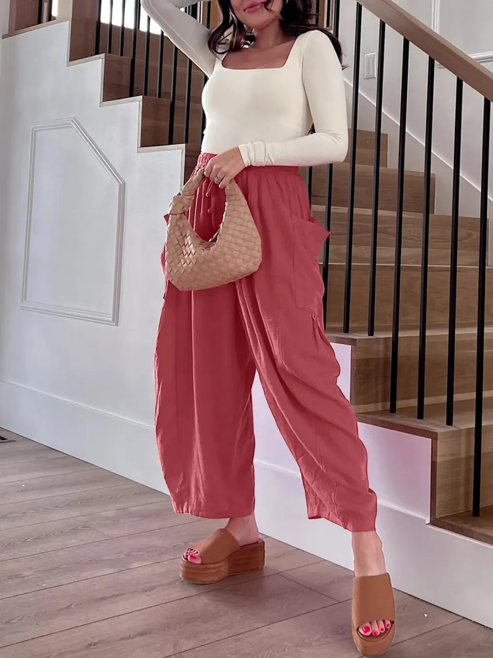Full Size Wide Leg Pants with Pockets Plus Size, image 2