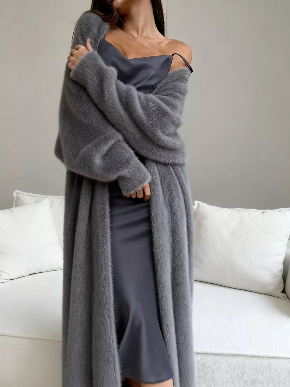 Fuzzy Open Front Longline Cardigan, image 2