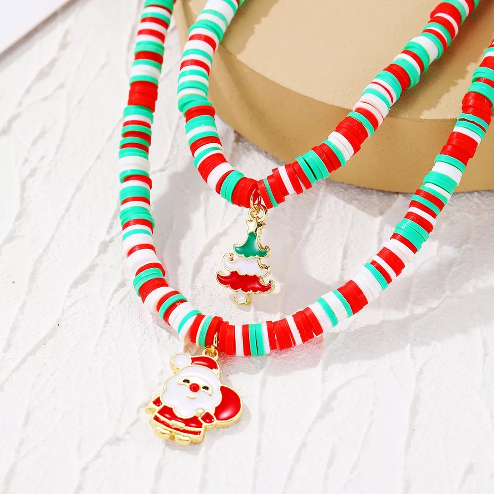 Alloy Christmas Necklace with Santa and Christmas Tree Pendant, image 4