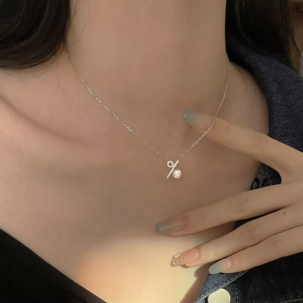 Pearl Percentage Pendant Necklace, image 2