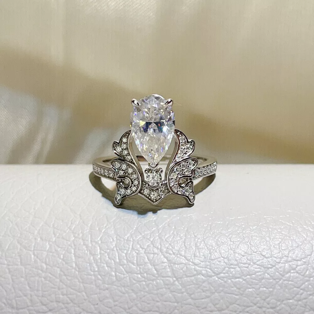 5 Carat 925 Sterling Silver Moissanite Teardrop Ring