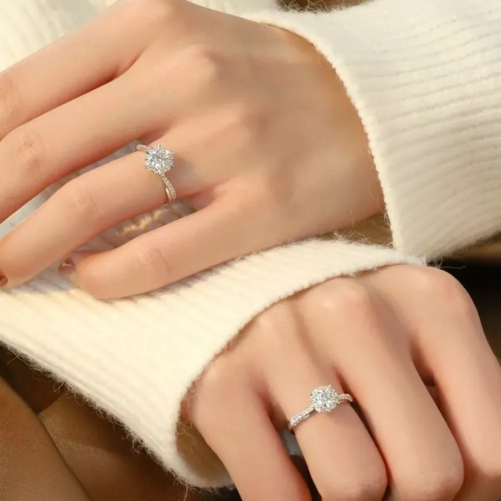 1 Carat Moissanite 925 Sterling Silver Ring, image 3