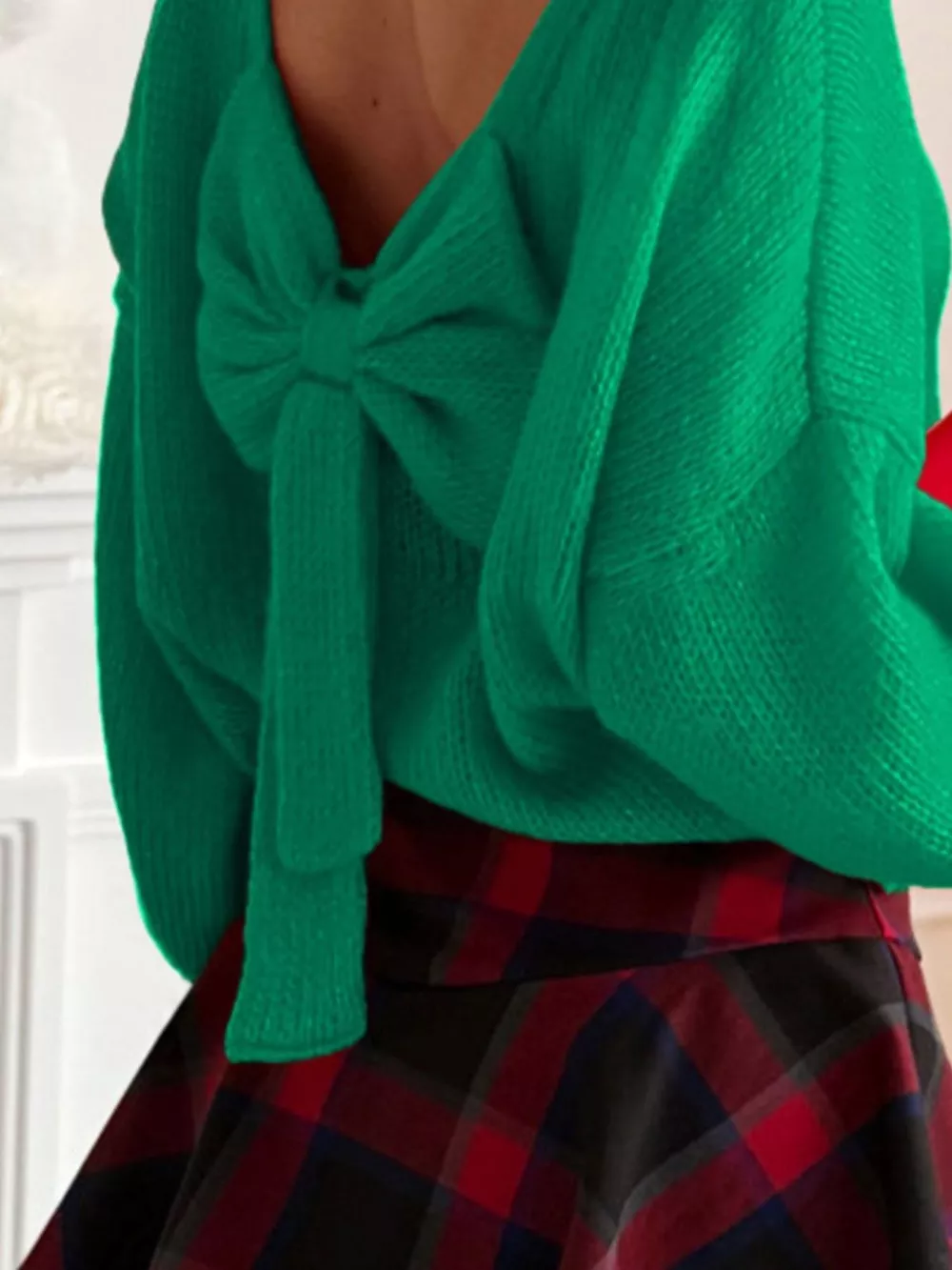 Back Bowknot Long Sleeve Sweater, image 2
