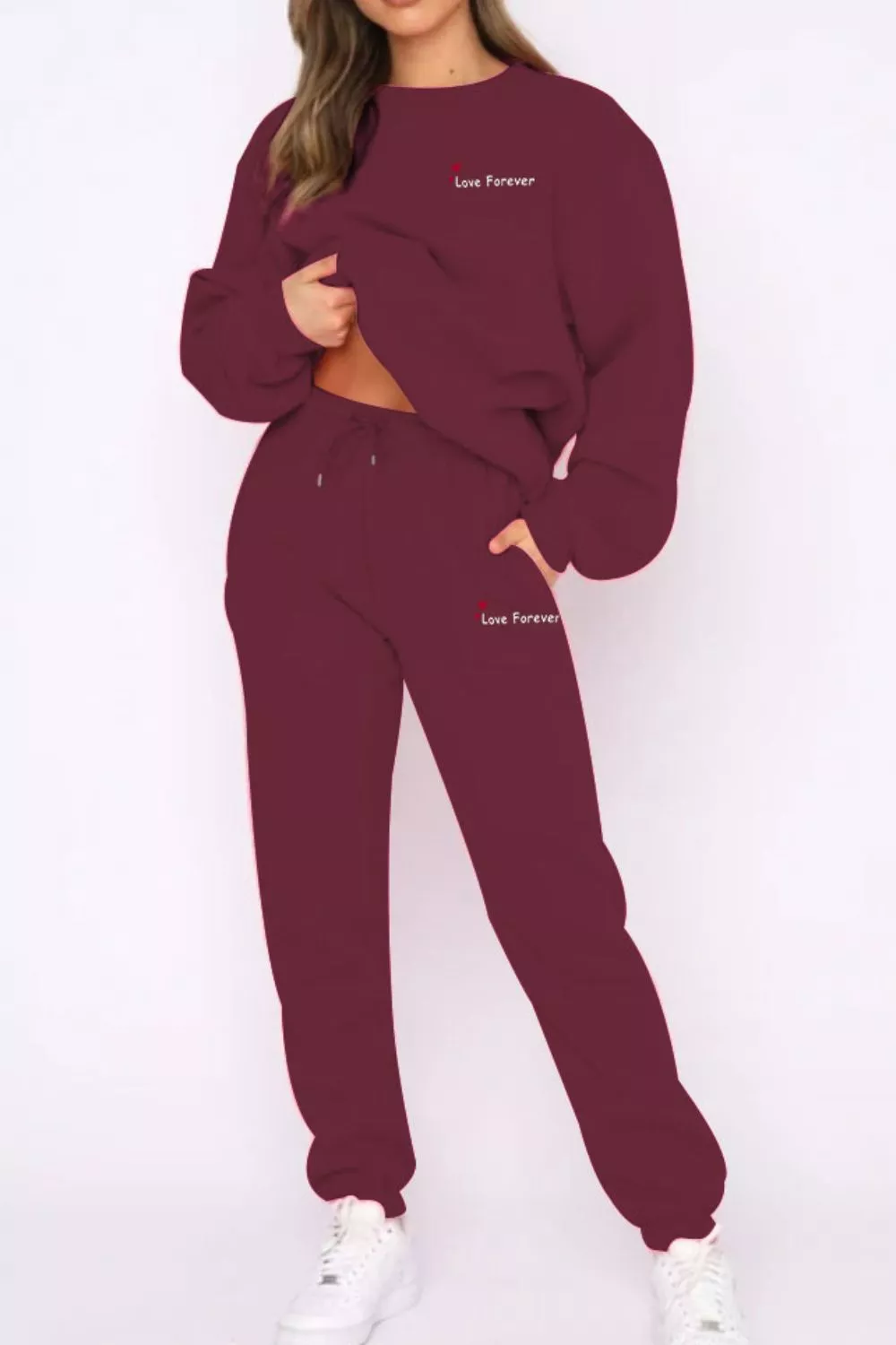 Round Neck Sweatshirt and Joggers Set, image 3