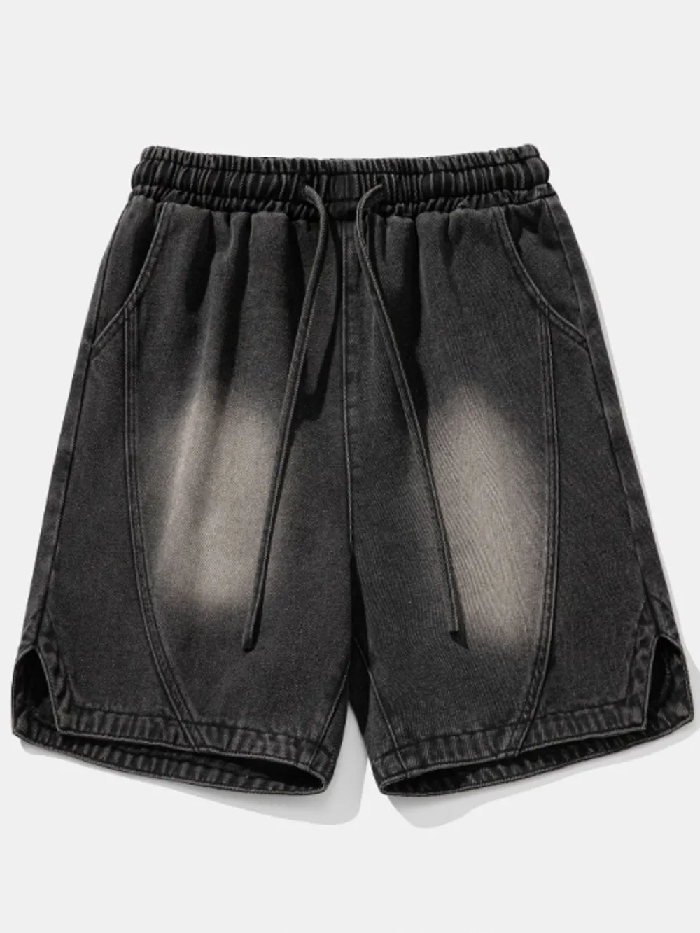 Men's Plus Size Drawstring Denim Shorts, image 5