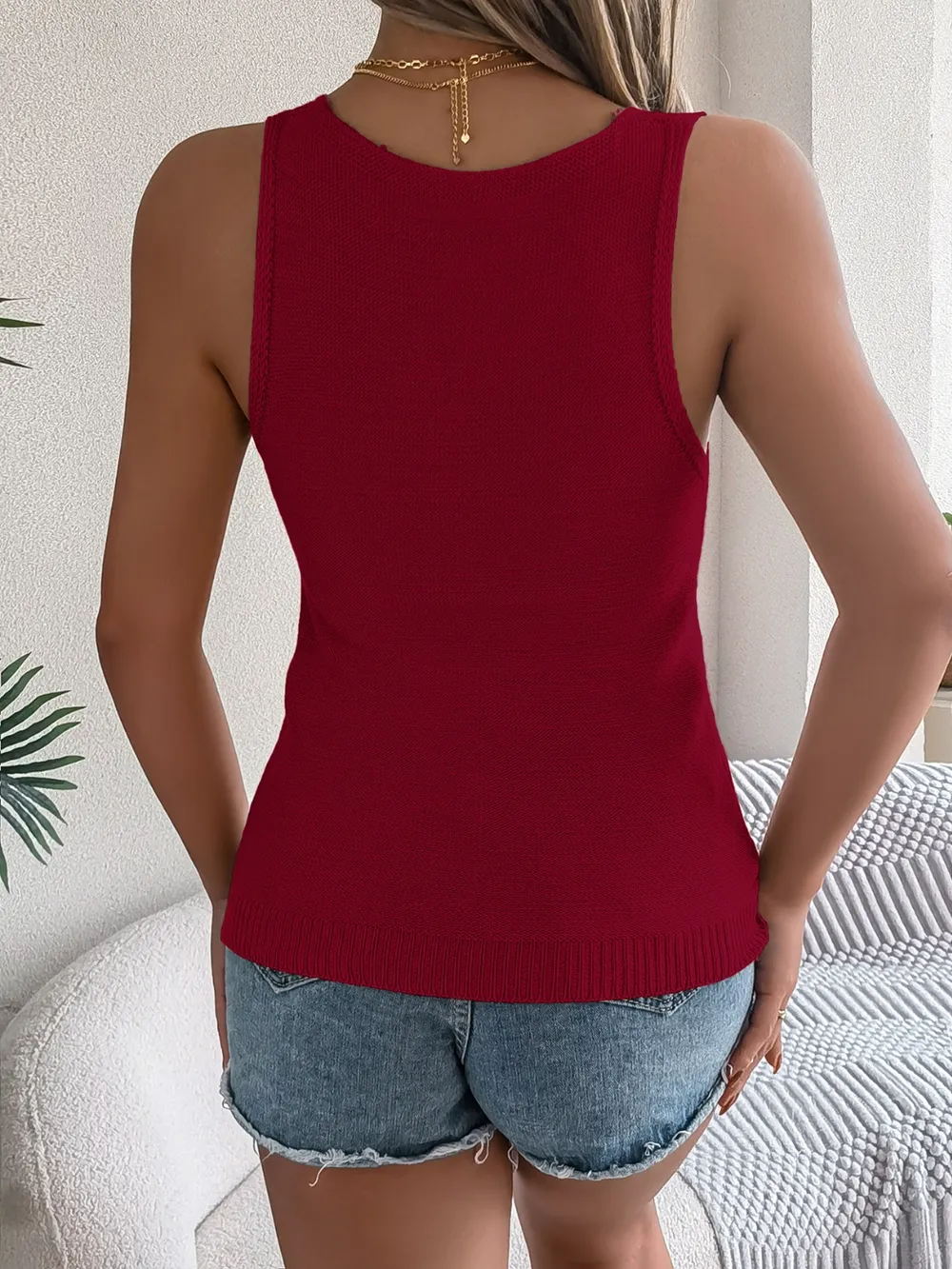 Eyelet V-Neck Tank, image 5