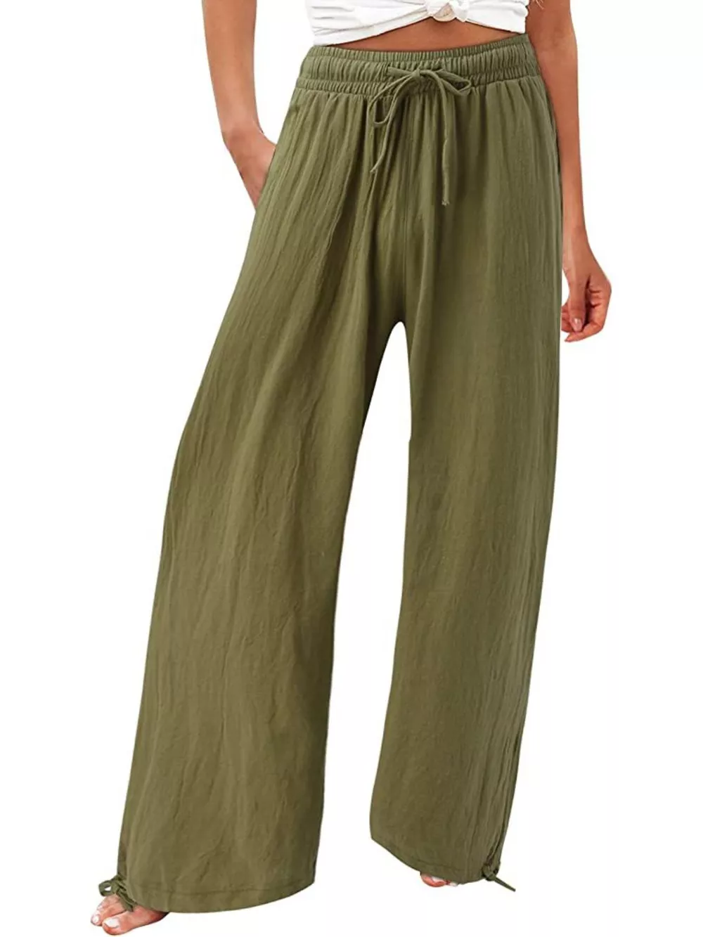 Full Size Wide Leg Pants with Drawstring Waist Plus Size, image 4