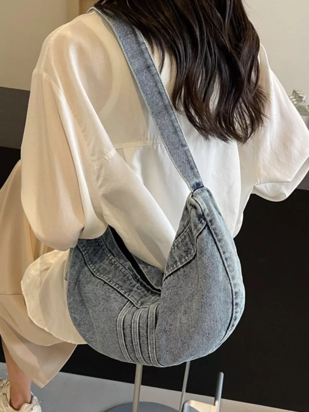 Denim Adjustable Strap Crossbody Bag, image 7
