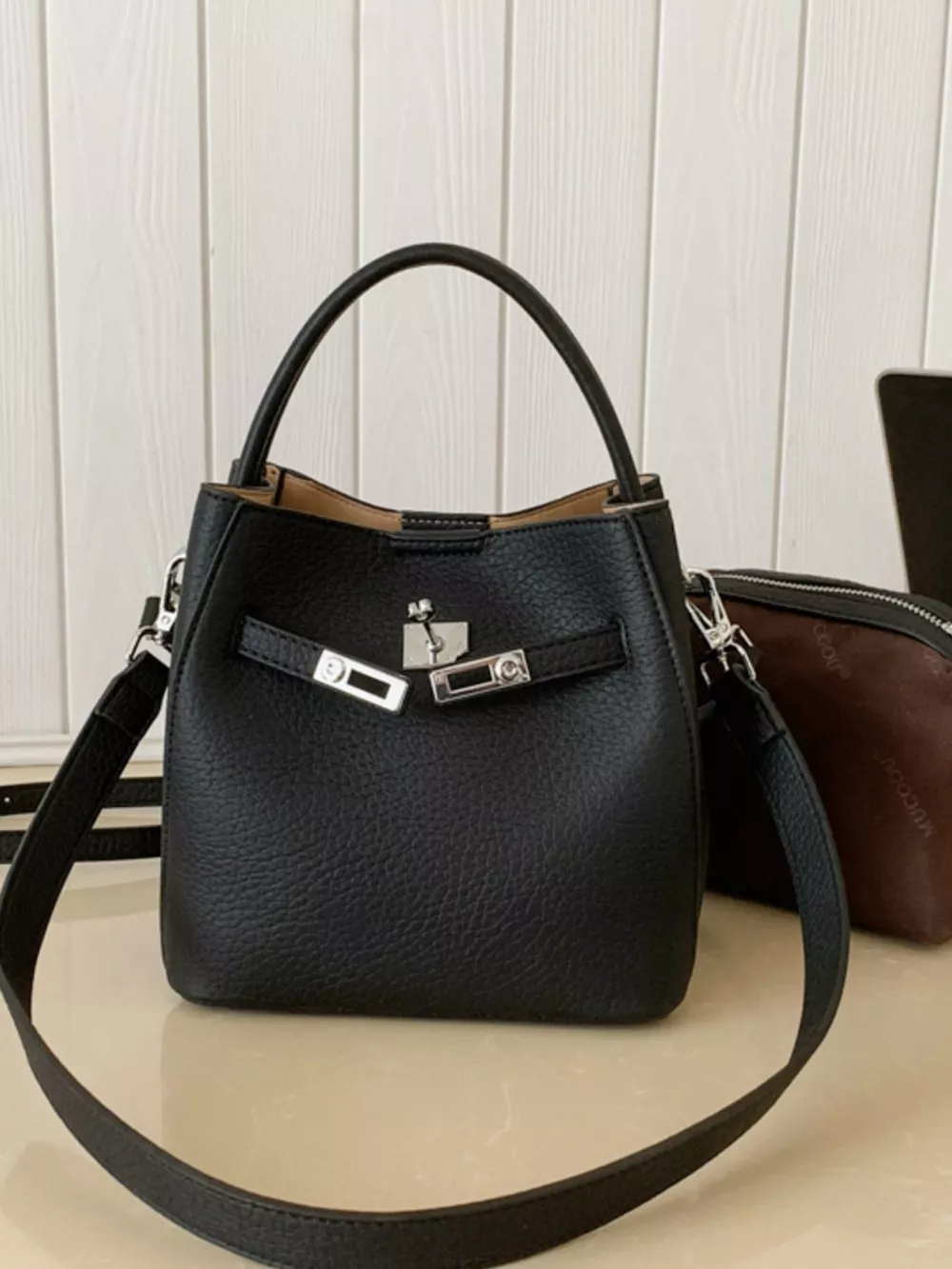 Leather Top Handle Crossbody Bag, image 3