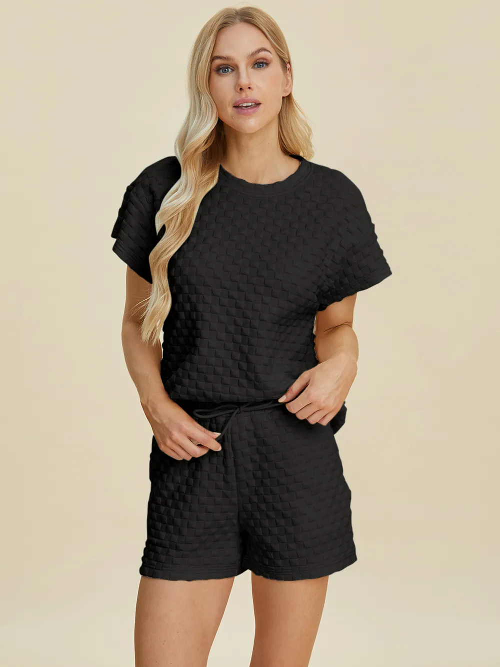 Full Size Texture T-Shirt and Shorts Set, image 5