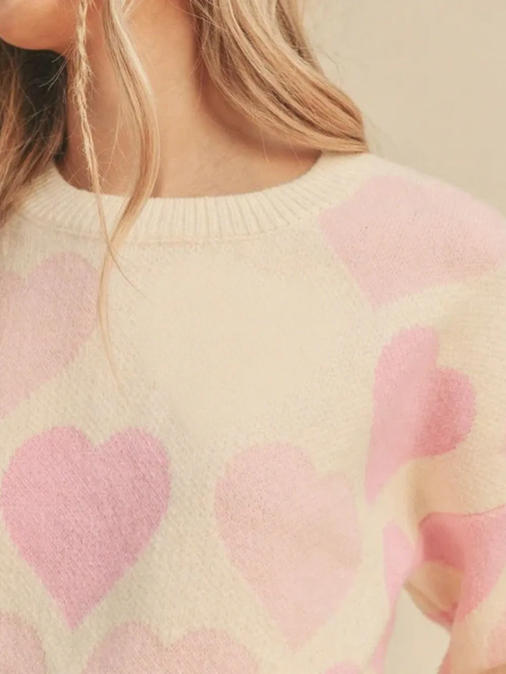 Heart Ribbed Hem Long Sleeve Sweater, image 20