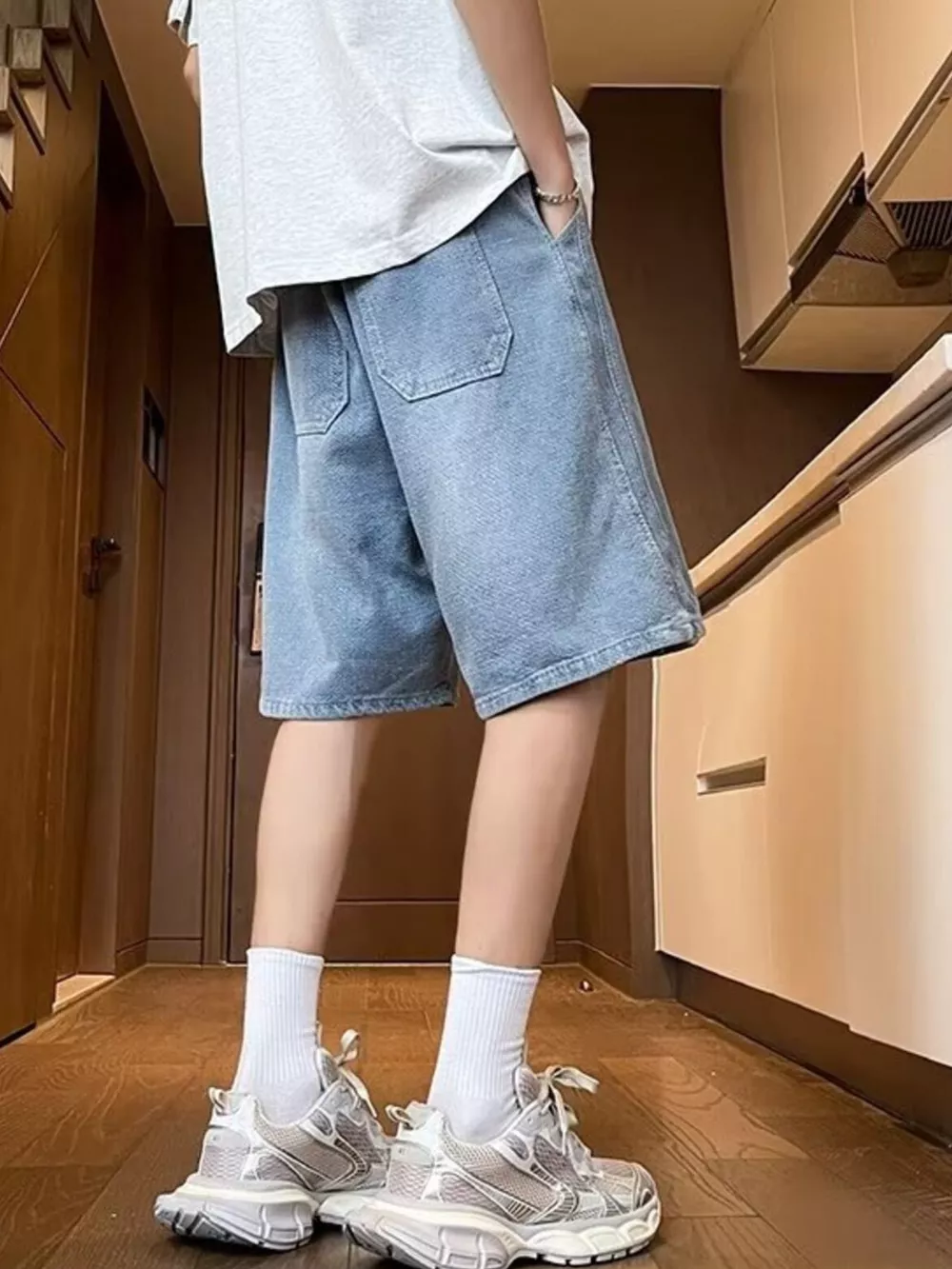 Men's Full Size Drawstring Wide Leg Denim Shorts Plus Size, image 4
