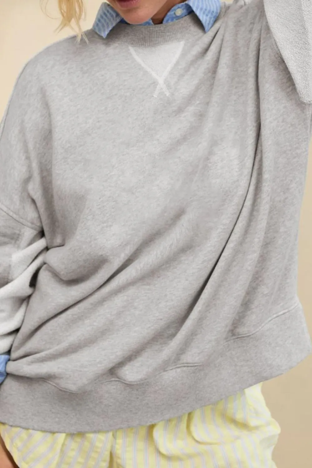 Side Slit Round Neck Long Sleeve Sweatshirt, image 12