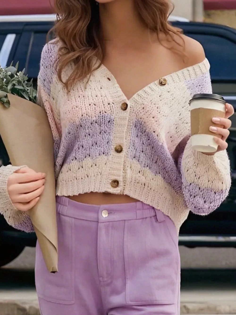 Color Block Button Up Cardigan, image 3