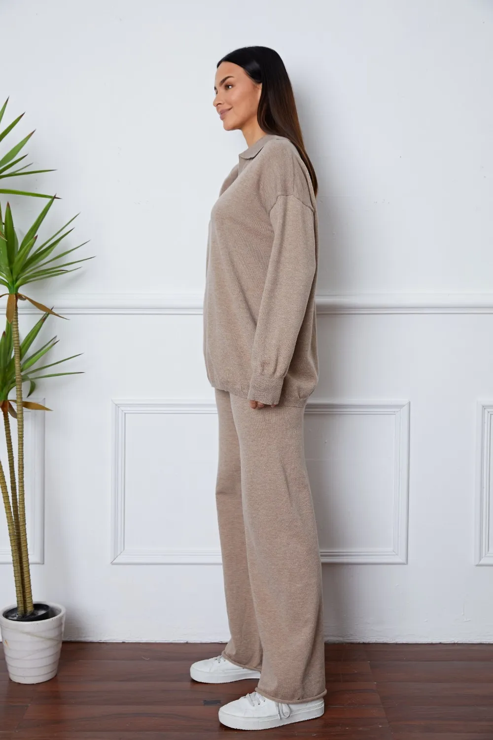 Dropped Shoulder Sweater and Long Pants Set, image 4