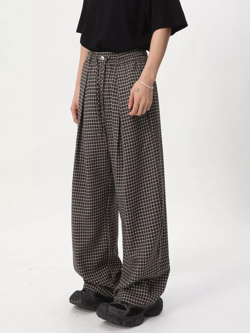 Men's Plaid Wide-Leg Pants, image 4